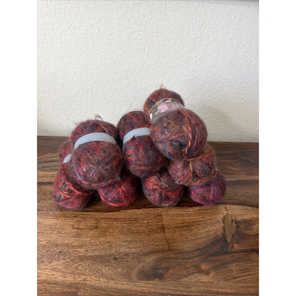 Lot Of 8 Amora Giovanni fluffy luxury yarn acrylic  Color Sangria Vintage